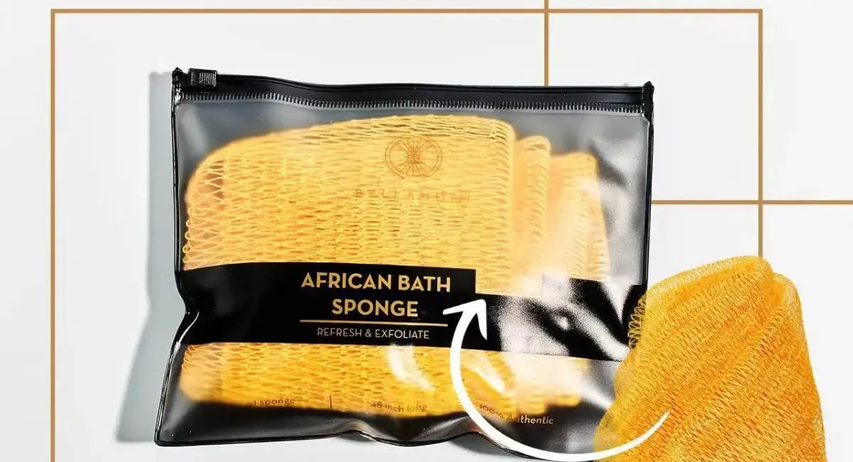 Vezara sponge shown in its travel pouch